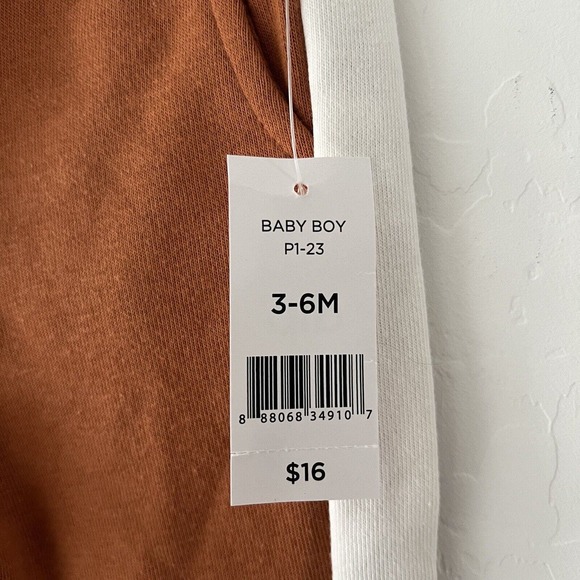 Dip Apparel Boys Color Block Sweatpants, Baby Boy Size 3-6M, Burnt Orange, White - Picture 2 of 3